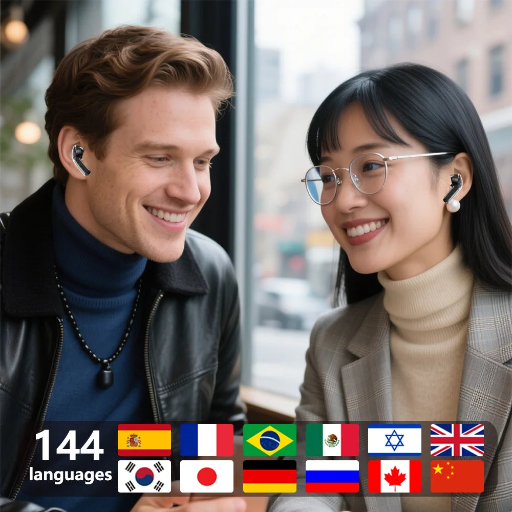 HLXZK 01 Bluetooth V5.4 Earphones AI Translator Earbuds OWS LCD Touch Screen Sport Wireless Headphones HD Stereo Sound Longlife