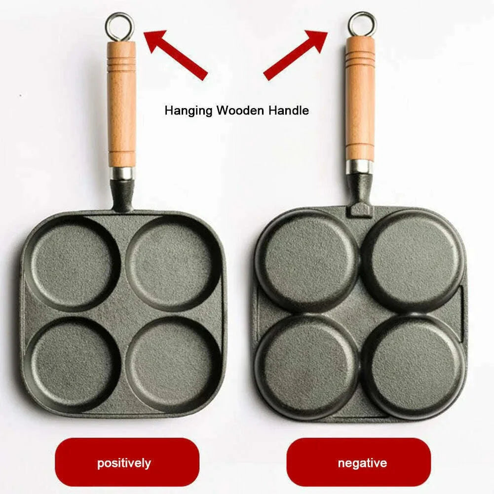 4-Hole Egg Frying Pan Nonstick Cookware Steak Pancake Pans Omelet Pan Frying Pot Suitable for Gas Stove Induction Cooker