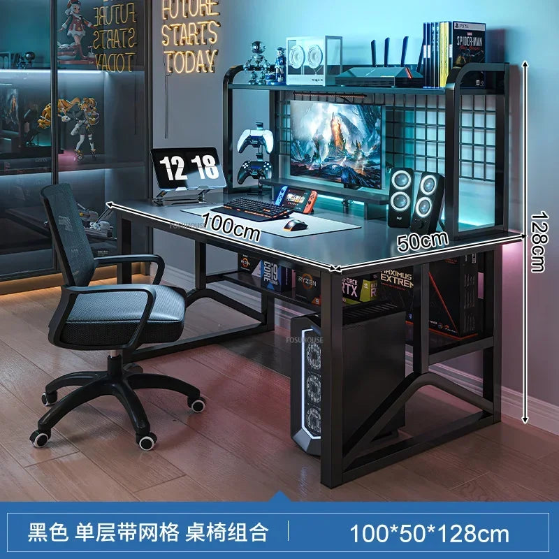 Home Office Table For Pc Gaming Desk Simple Desktop Computer Desks With Bookshelf Furniture Creative Reading Desk Gamer Table X