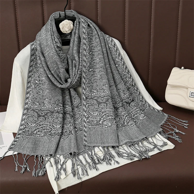 Luxury Brand Autumn Cashmere Pashmina Shawl Lady Wrap Warm Winter Scarves Design Print Female Foulard Cotton Stoles...