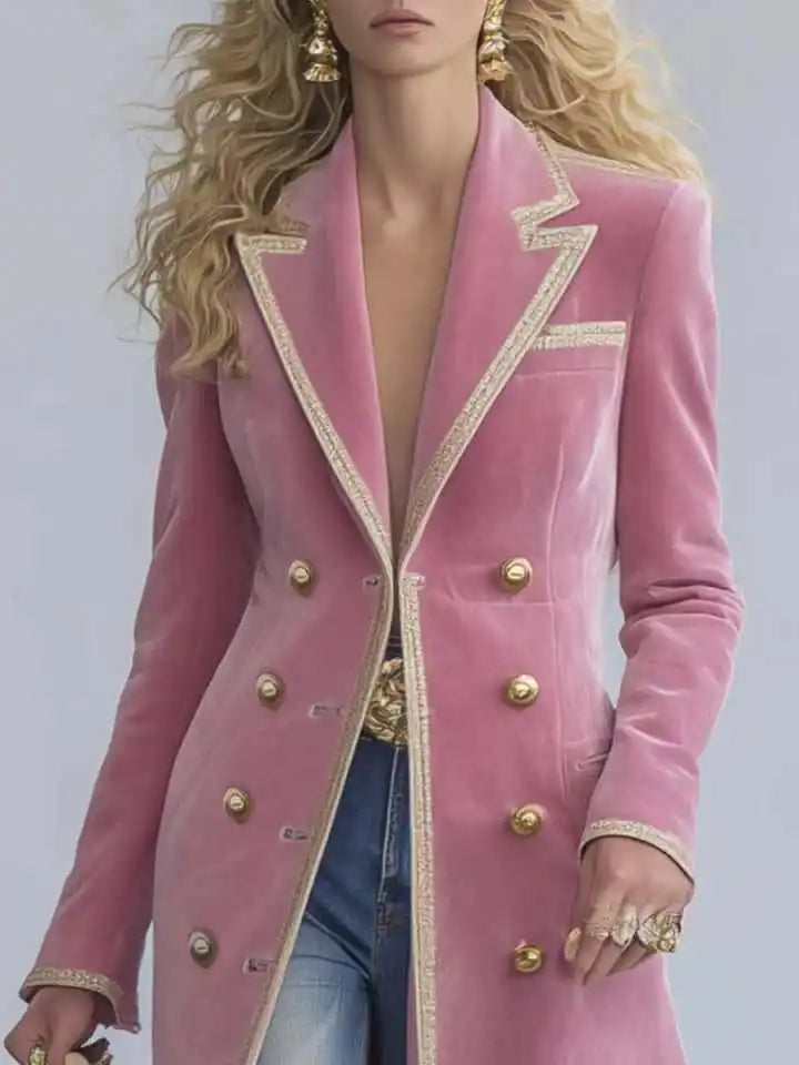 Temperament Women Long Jacket Double Breasted Notch Collar Ladies Prom Evening Formal Occasions Wear Custom Made