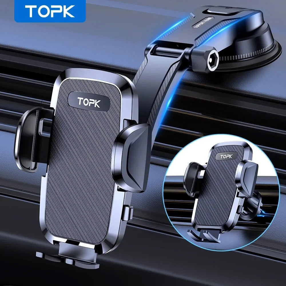 TOPK Car Phone Holder Mount 2-IN-1 Handsfree Stand Phone Holder for Dashboard & Air Vent Compatible with iPhone Samsung...