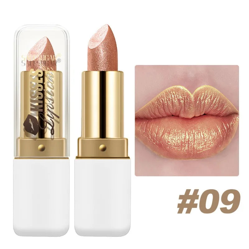Pearlescent Purple Glitter Velvet Lipstick Waterproof Lasting Fine Shimmer Nourishing Diamond Lipstick Women Makeup...
