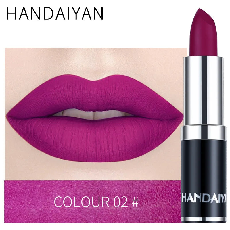Handaiyan Sexy Nude Red Brown Purple Lipgloss Matte Lip Gloss Velvety Lipstick Matte Waterproof Makeup Long Lasting...