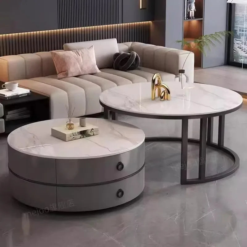 Glam Nordic Coffee Tables Round Simple Luxury Metal Coffee Tables Design Modern Muebles Para El Hogar Living Room Furniture - Kimlud