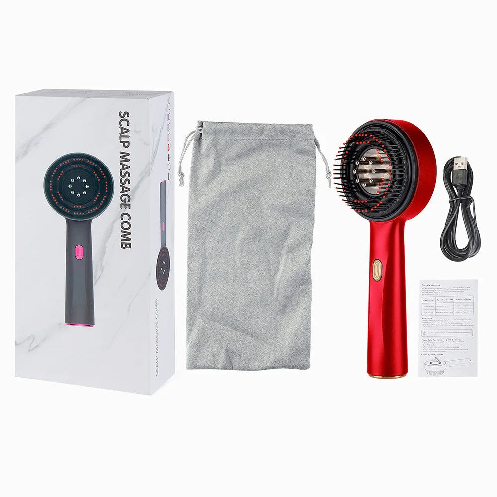 Electric Vibration Massage Comb Red Light Therapy Hair Growth Massage Scalp Brush Anti Hair Loss Liquid Oil Applicator Hair Care
