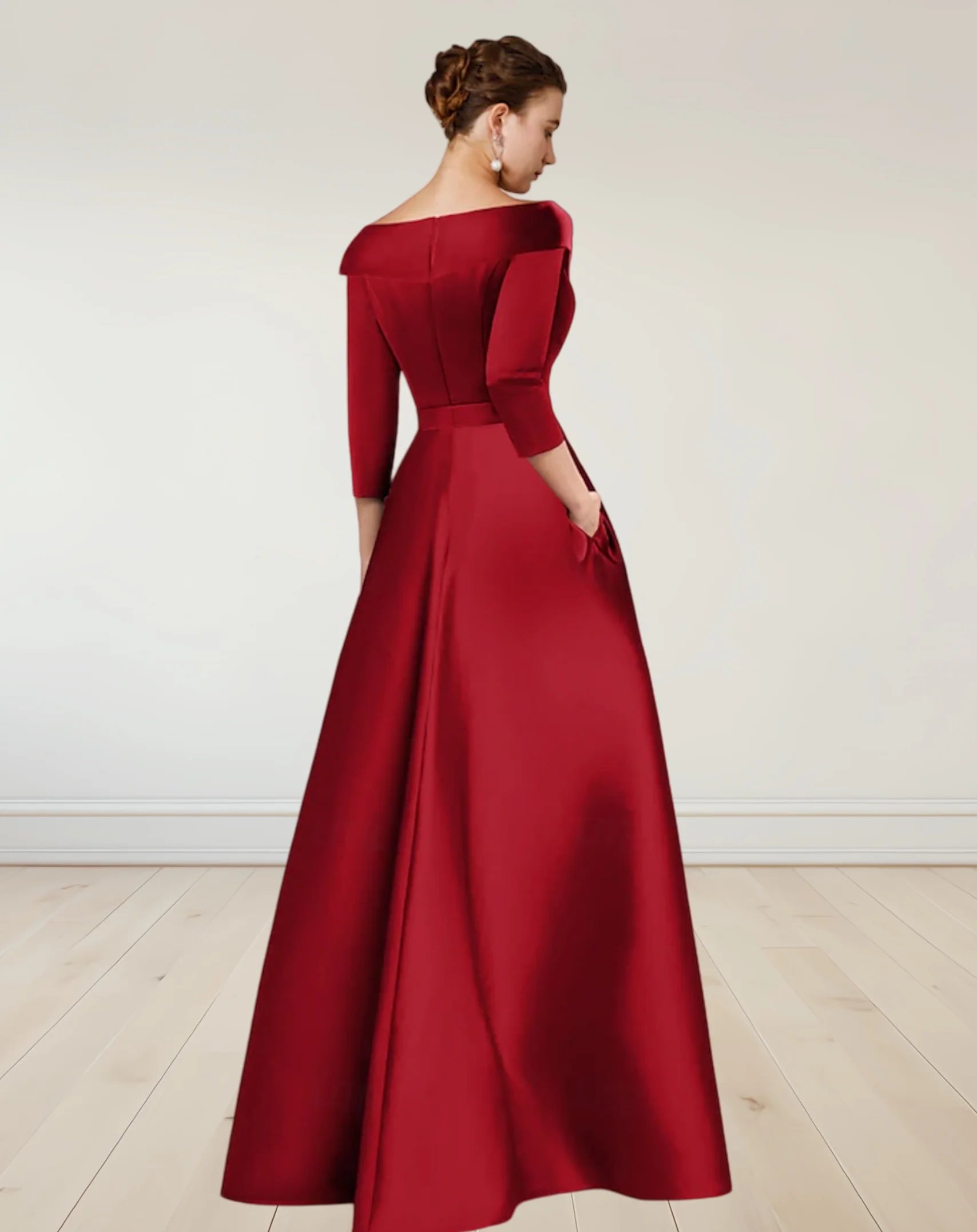 A-Line Christmas Vintage Evening Gown Elegant Dress Formal Floor Length 3/4 Length Sleeve with Appliques Beading 2024