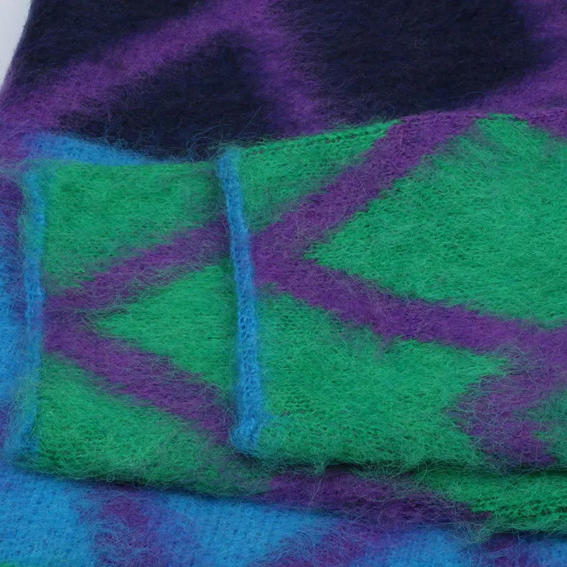 High Quality Color Contrast Diamond Beads Short Pullover Korean Loose Weight Sweater Traf Mohair Winter Women Tops