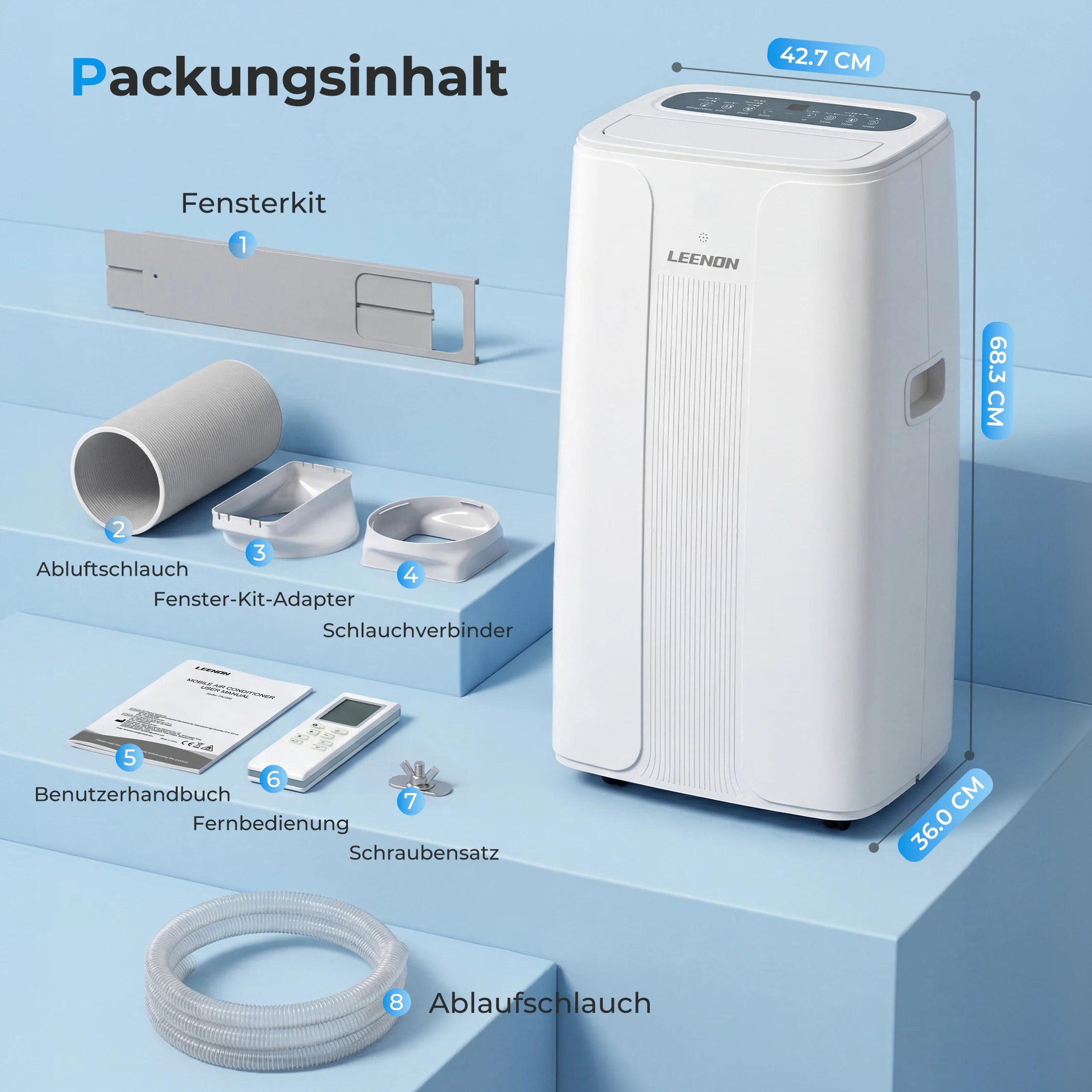 14000 BTU Mobile Air Conditioner (4.5 kW), Cooling & Ventilating & Dehumidifying, Room Size up to 100 m³ | Kimlud Luxury...
