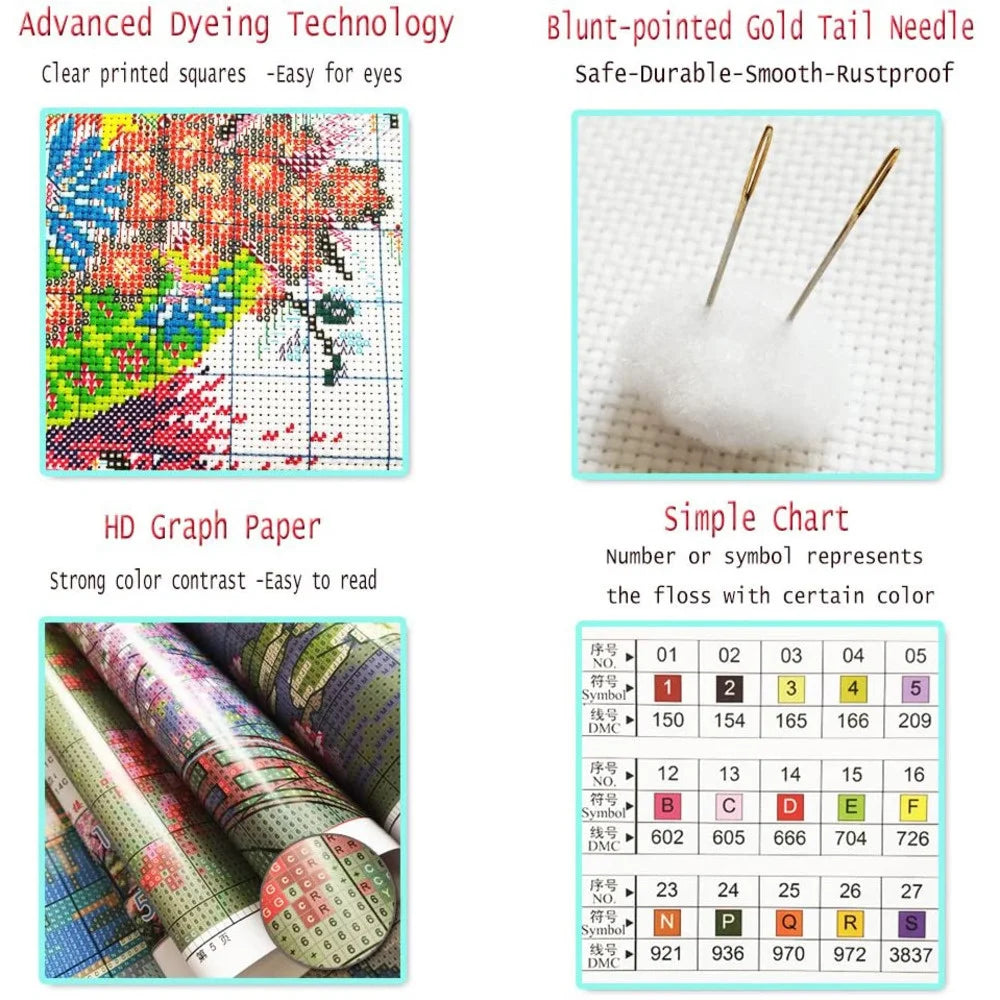 11CT Counted Abstract Horse Patterns Cross Stitch 30x40cm Full Printed Embroidery Eco-cotton Thread Handicraft For Bedroom Wall - Kimlud