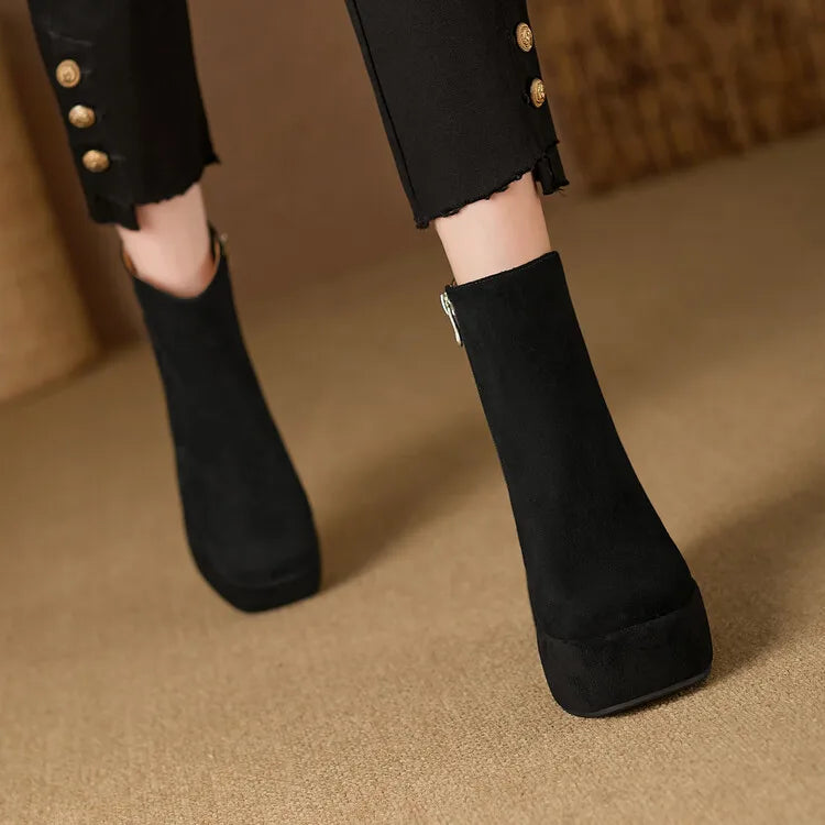 Brand Women Wedges Boots Suede Platform Women Ankle Boots High Quality Walking Comfy Woman Shoes New Sexy High Heels Bootie
