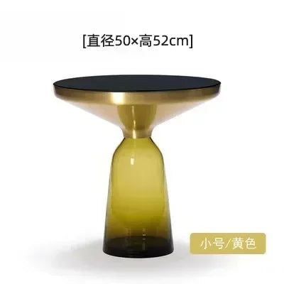 Nordic Creative Glass Round Coffee Table Combination Living Room Reception Side Table Transparent Light Luxury Coffee Tables - Kimlud
