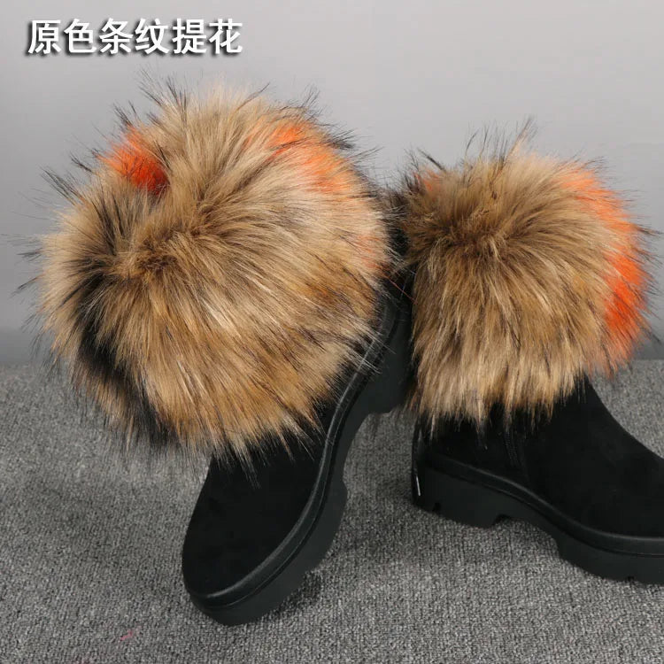 Luxury Faux Fur Fox Artificial Raccoon Shoes Cover Leg Warmers Ankle Boots Feet Cuffs Socks Cover Shoes Sleeve Elastic DIY - Kimlud