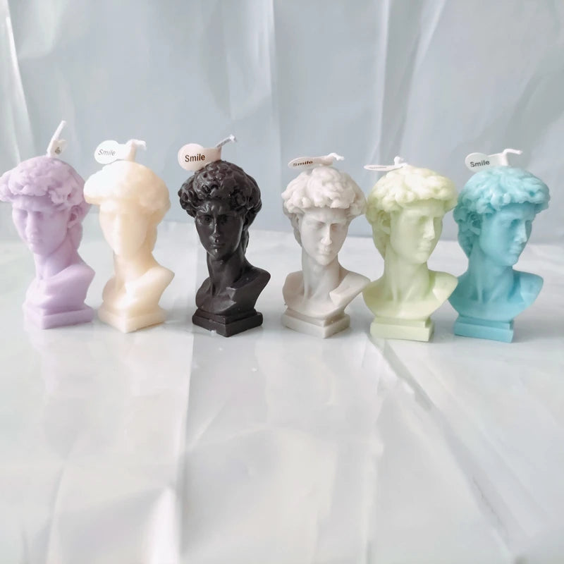 Fruit scented candles, natural plant scented white tea, lavender, David sculpted Aromatherapy candles 4.5X6.5cm