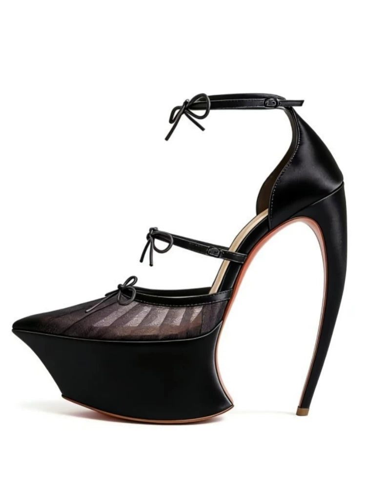 2026 Runway Women High Heels Shoes Butterfly-Knot Ankle Strap Thick Bottom Sandals Ladies Stiletto Platform Wedding...