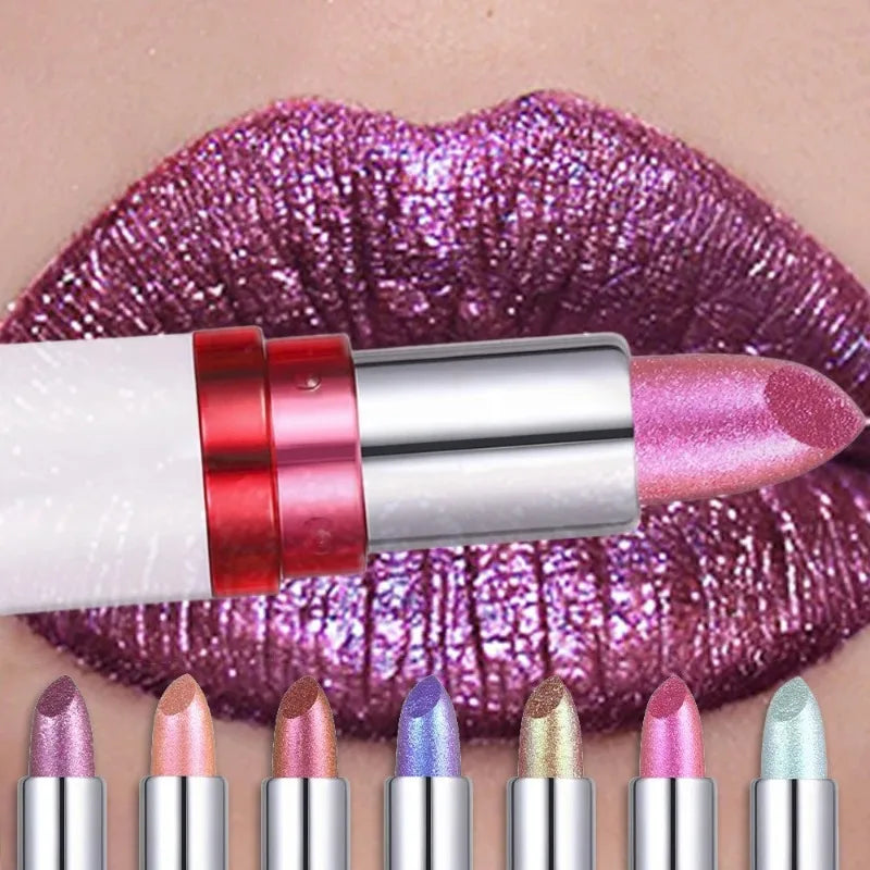 Metallic Lipstick Blue Purple Chameleon Lipstick Glitter Diamond Shimmer Color Changing Lip Gloss Pearl Shine Charming Makeup - Kimlud