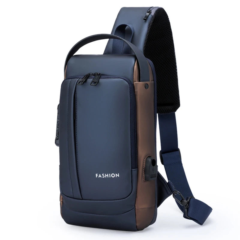 Men Anti Theft Chest Bag Shoulder Bags USB Charging Crossbody Package School Short Trip Messengers Bags Men's Oxford Sling Pack - Kimlud