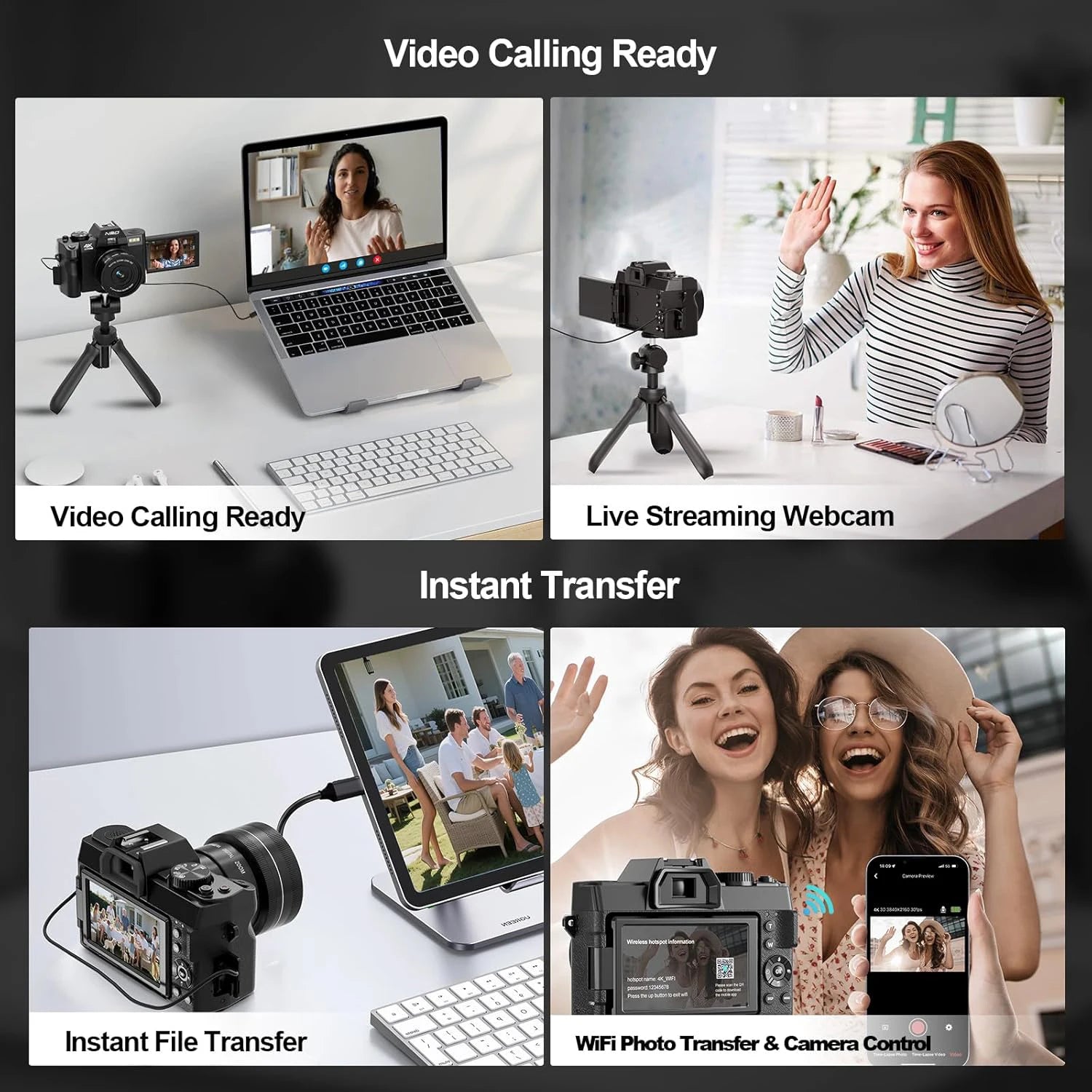 NBD Compact Digital Photography Camera4K Wireless Network Camera Retro Vlog Recorder YouTube 48MP Camera 3"flip Screen - Kimlud