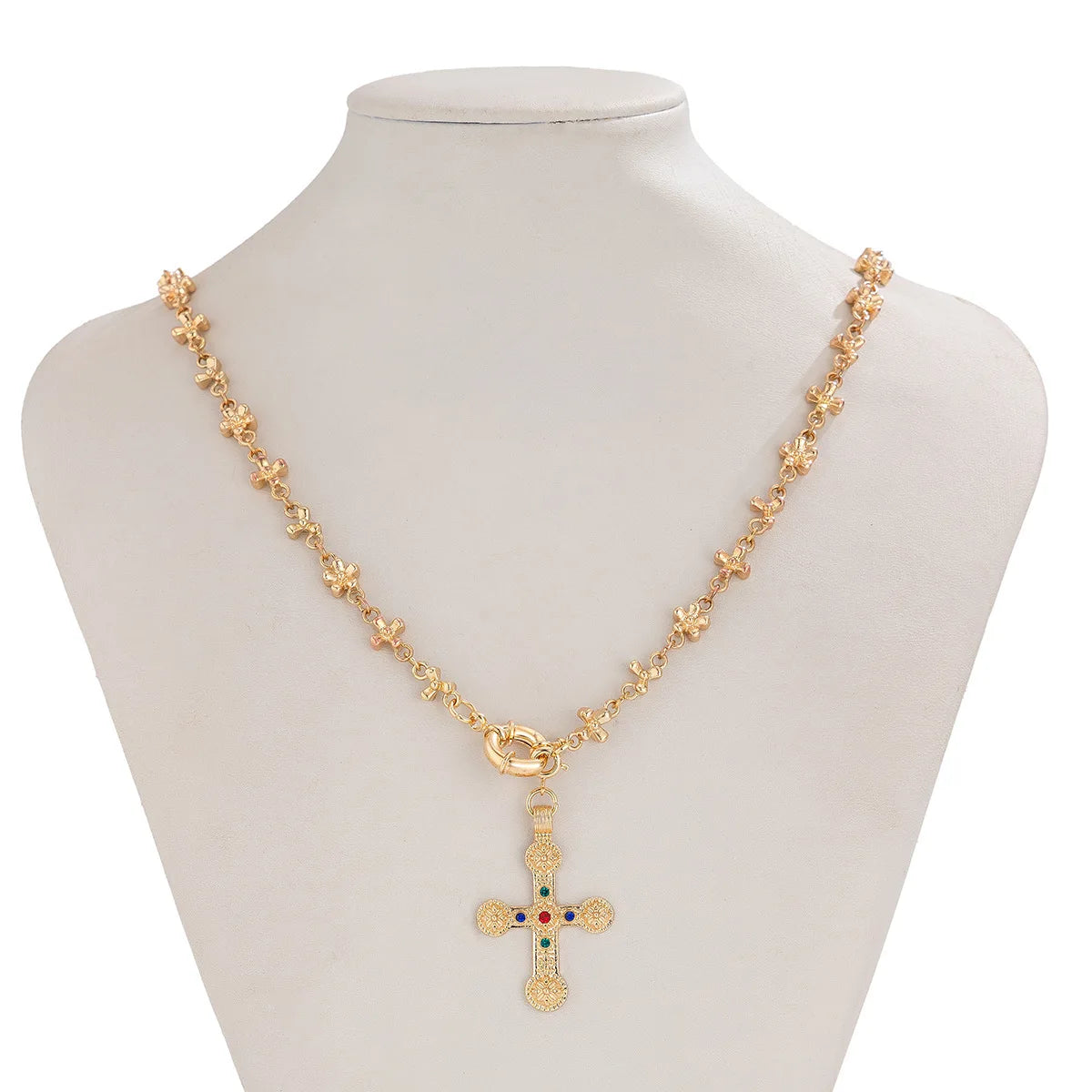 Ingemark 3 Styles Creative Big Imitation Pearl Beads Chain Necklace for Men Hip Hop Jesus Cross Pendant Choker Male Jewelry Gift