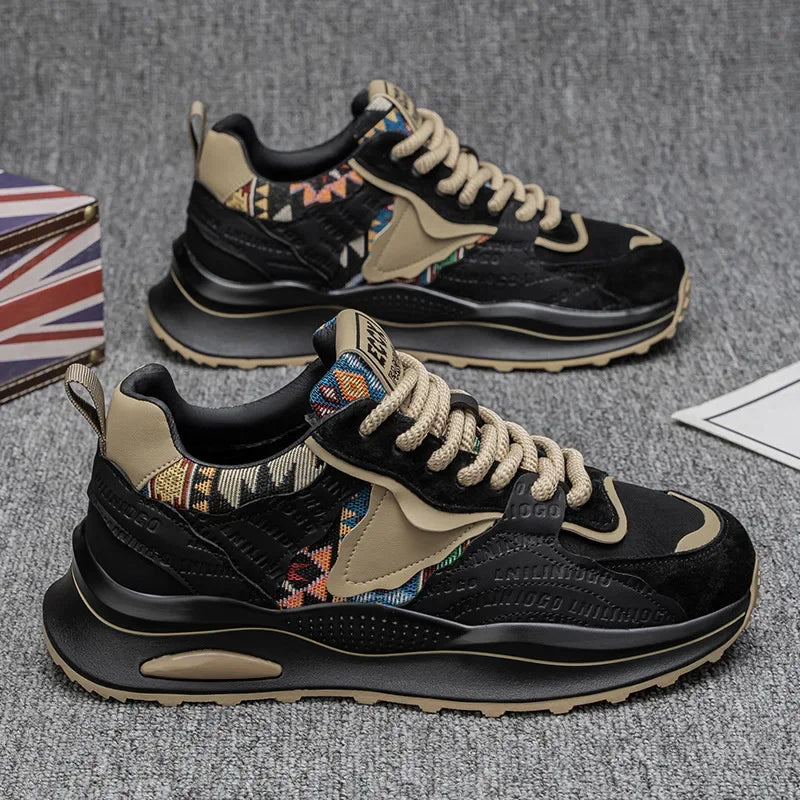 New Summer Men's Thick Bottom Heightening Dad Shoes Anti-slip Wear-resistant Sports Board Shoes Fashionable Casual Trendy Shoes - Kimlud