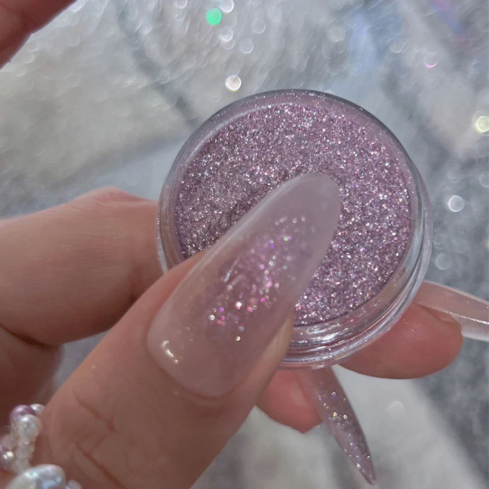 1Pcs Shimmer Gold/Rose Holographic Mica Nail Flakes Chrome Opal Iridescent Nail Glitter 0.5g Nail Epoxy Nail Gel Polish Powder