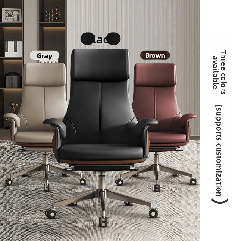 High end boss chair, genuine leather office chair, CEO computer, ergonomic, sedentary, swivel chair that can be reclined...