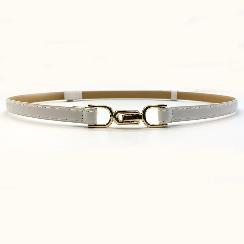 Fashionable Skinny PU Leather Alloy Buckle Custom Brand Design Thin Skinny Faux Leather Belt For Jeans Dress