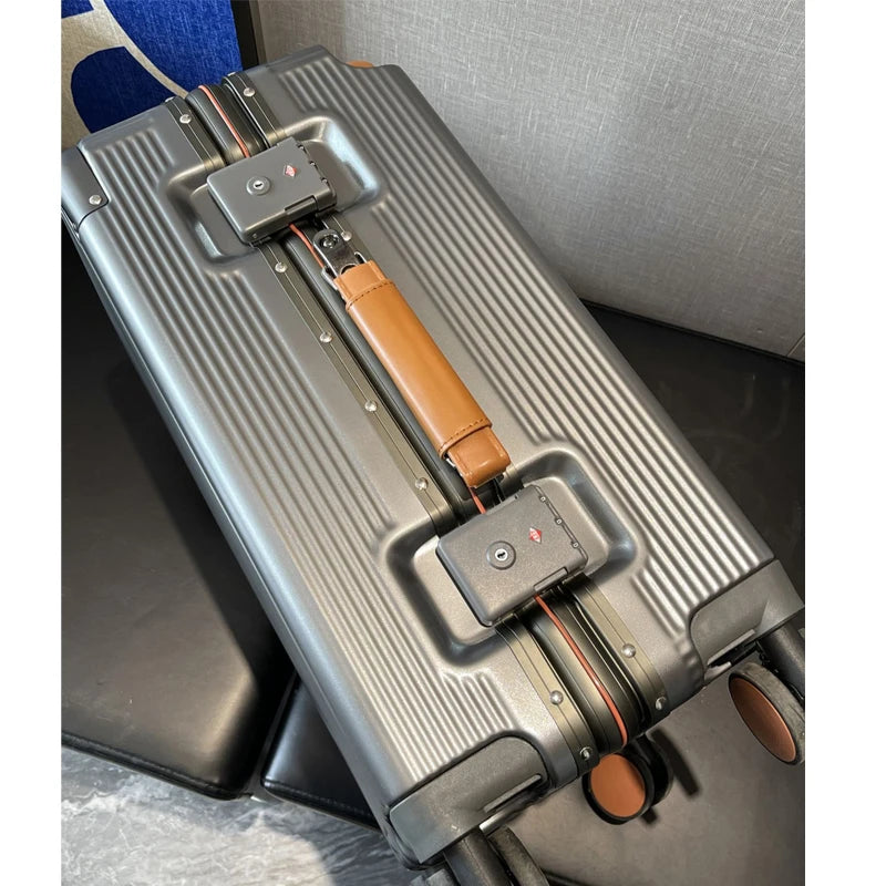 Wide Handle Suitcase Aluminum Frame Travel Trolley Case 20-inch Carry-on Cabin Suitcase Large Capacity 26-inch | Kimlud...