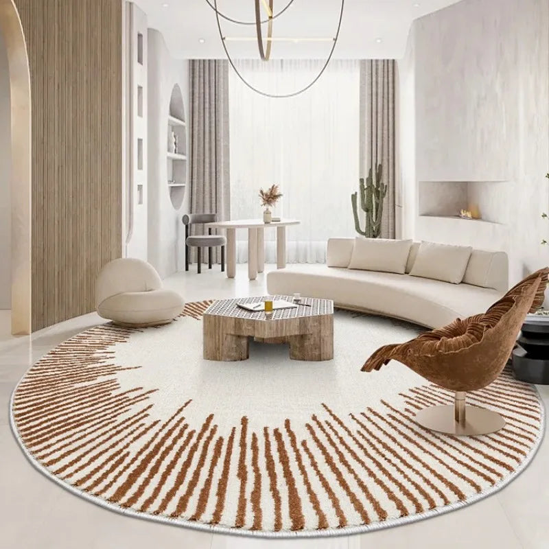 Home Thicken Non-slip Mat Modern Minimalist Carpets for Living Room Fluffy Soft Bedroom Decor Stripe Carpet Large Area Round Rug - Kimlud