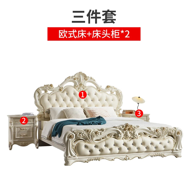 Princess France Bed Double Headboards Design Aesthetics Romantic Bed Bedroom Girls Wedding Muebles Lounge Suite...