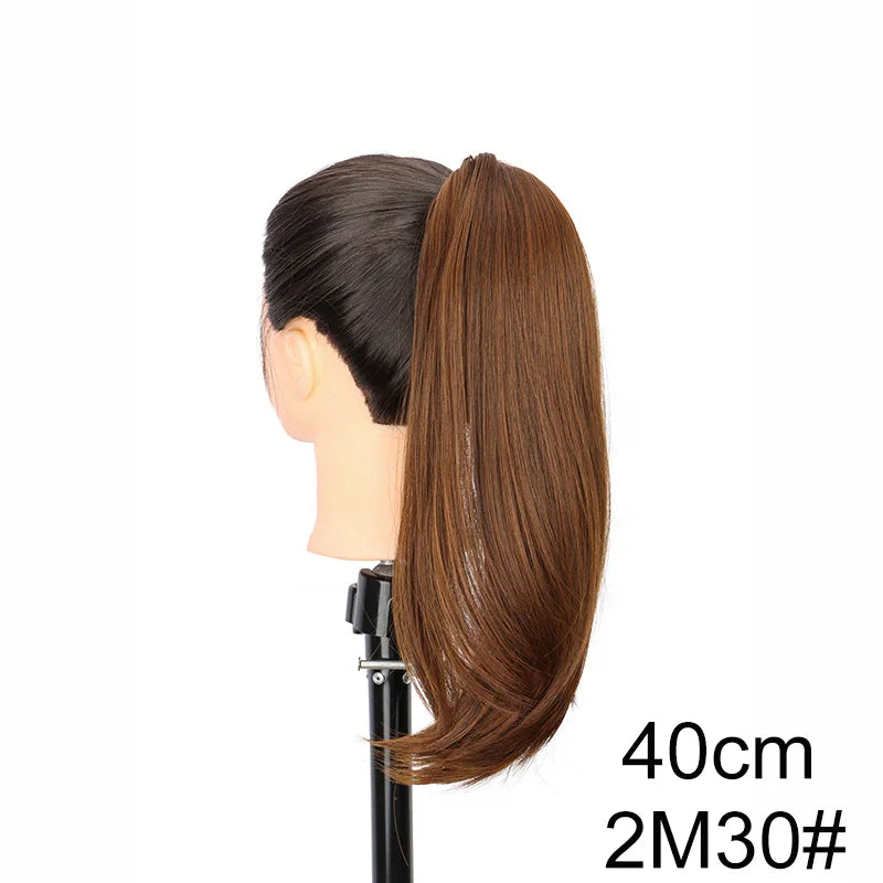 Synthetic 40cm/50cm Claw Clip Micro Curly in Ponytail Extension Long Straight Curly Black Brown Ponytail Hairpiece for...
