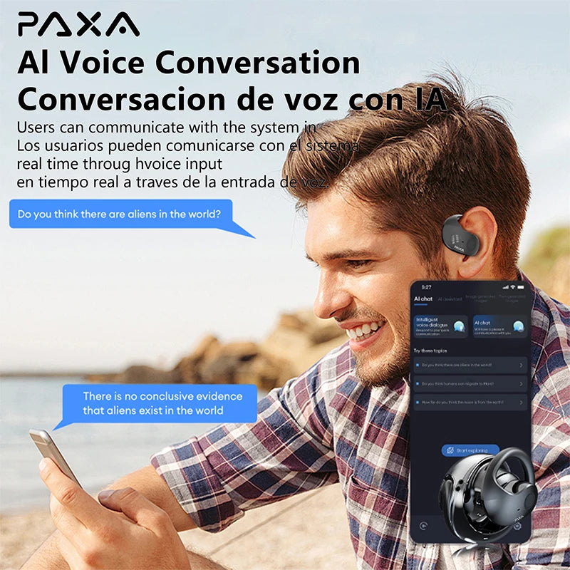 PAXA Wireless Bluetooth AI Translator Earbuds Real-Time Voice Translation Headphones 137 Languages For Travel Business Learning