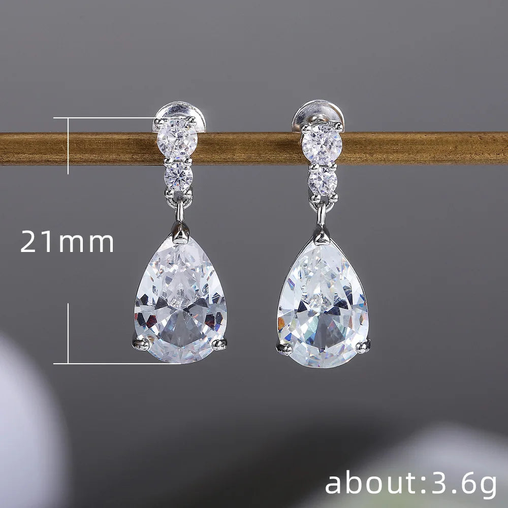 Huitan Gorgeous AAA Cubic Zirconia Water Drop Charm Women Drop Earring Wedding Band Jewelry White/Purple High Quality...