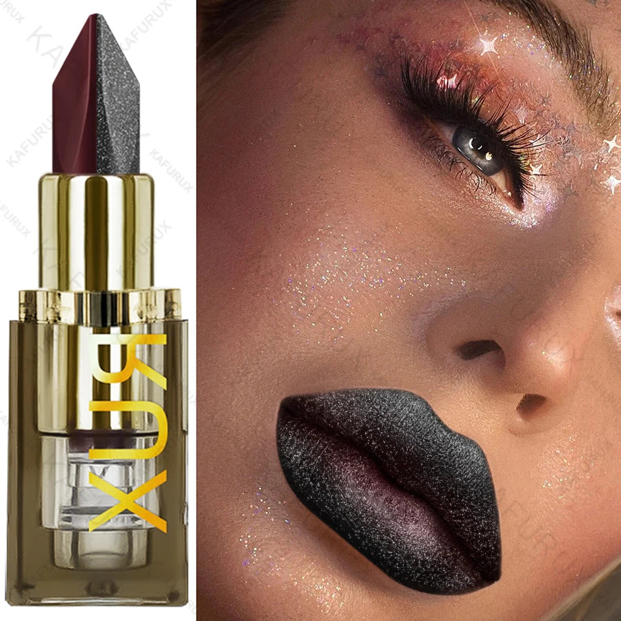 11 Color Two-tone Lipstick Purple Black Glitter Matte1pc Lipsticks Makeup Easy to use Lip Tint Makeup Gifts Red Black Cosmetics