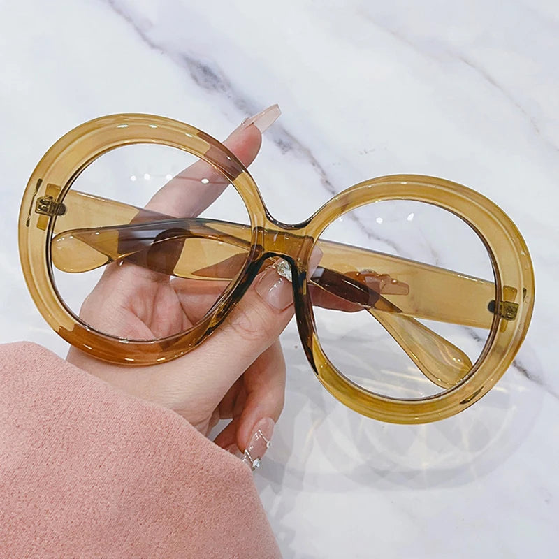 Oversized Round Eyeglasses Frames Women New Fashion Luxury Designer Ladies Glasses Candy Color Non-prescription...