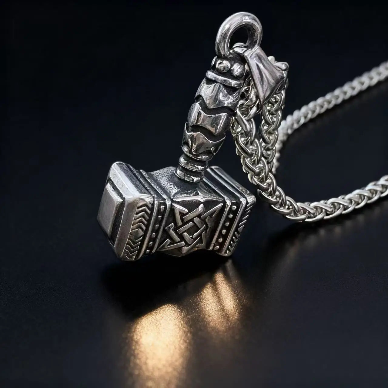 HNSP 316L Stainless Steel Norse Mythology Mjolnir Odin Rune Thor Hammer Pendant Necklace For Men Gift Viking Jewelry Accessories