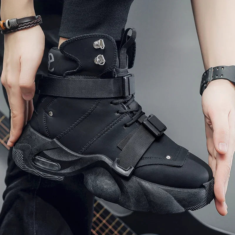 Fashion Platform Sneaker for Men Cool High Top Men Boot Designer Shoes Men Motorcycle Boot Outdoor Wear-resistant Workwear Boots