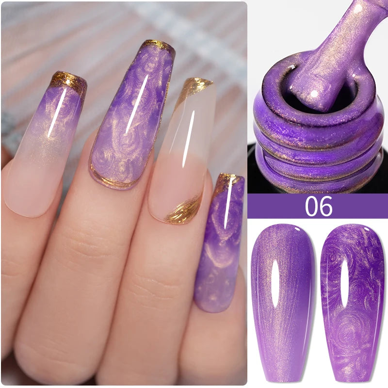7.5ML Sparkling Reflective Glitter Gel Nail Polish Pink Purple Red Blue Colors Dark Flashing Nail Gel Soak Off UV Nail Varnish
