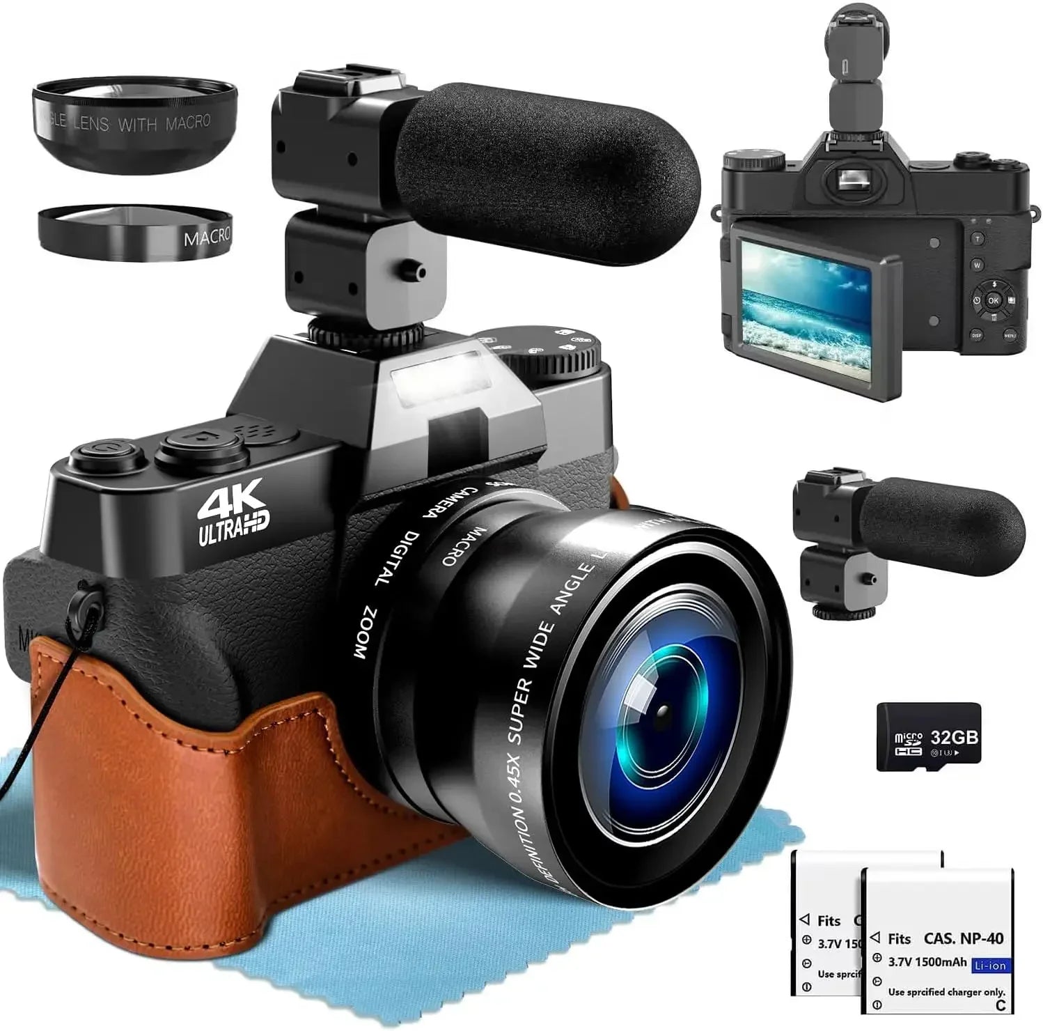 4K Digital Camera for Photography 16X Digital Zoom Vlog Camera for YouTube 75MP WiFi Autofocus Livestream Video Camera Camcorder - Kimlud