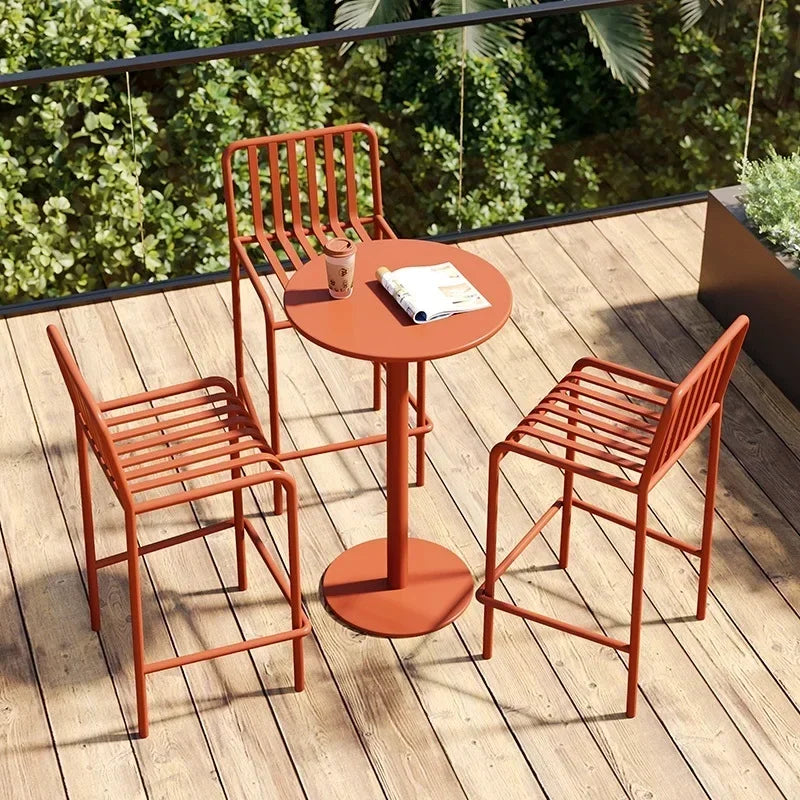 Iron Modern High Chairs Lounge Outdoor Garden Patio Reception Unique Relaxing Bar Stools Fashion Taburetes De Bar Bar...