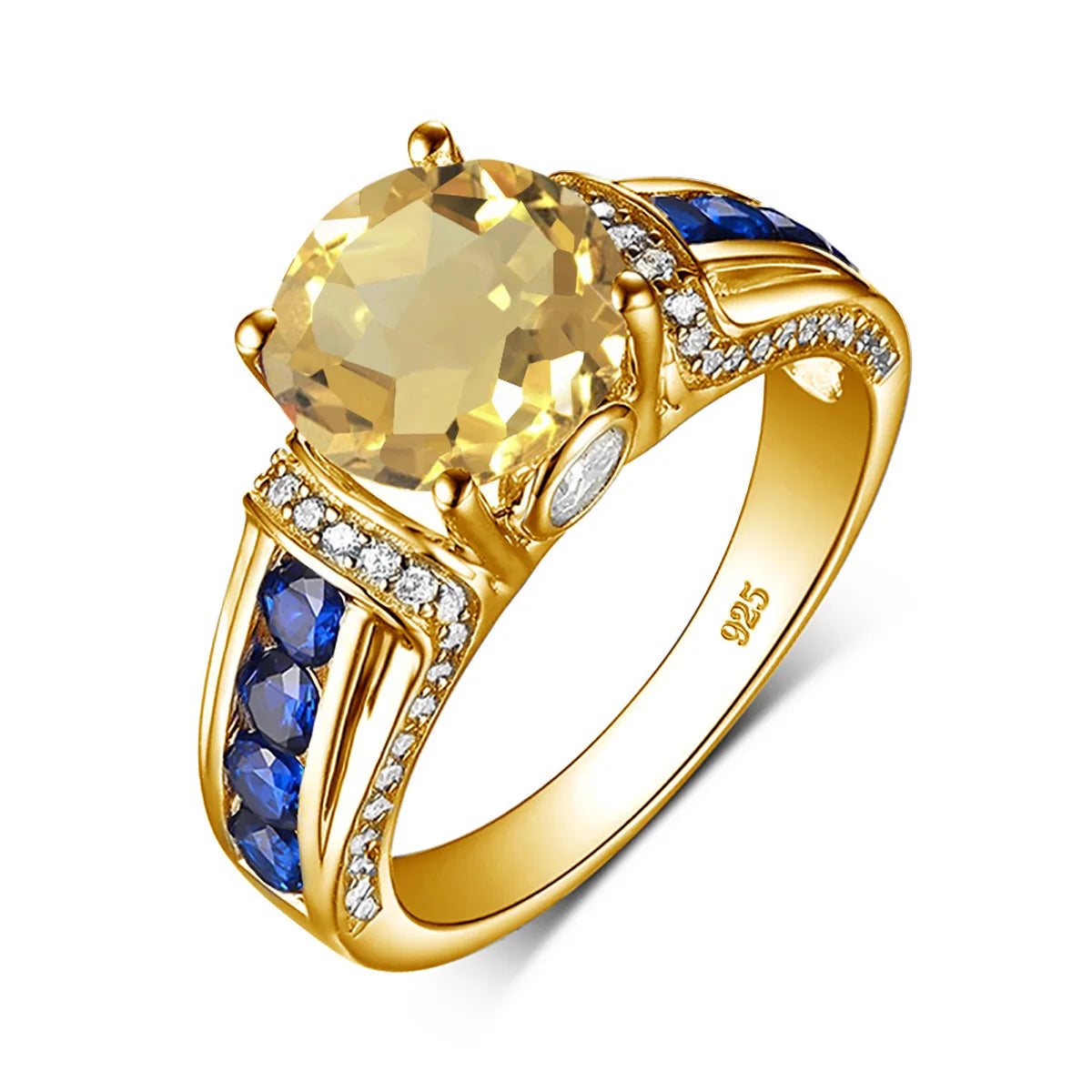 Unique Mystic Topaz Gold Ring For Woman With Stone 8*8mm Round Large Cocktail Rings Party Luxury Designer Jewelry Birthday Gift