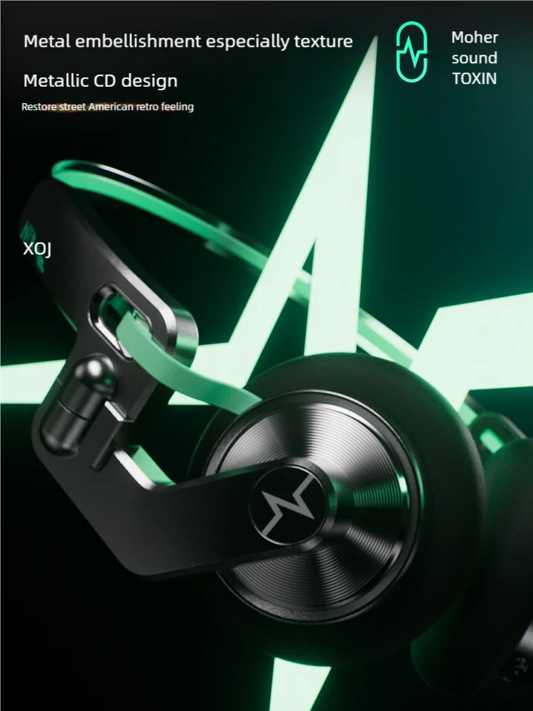 TOXIN Trend X Retro Wireless Bluetooth Headphones Over-Ear Lightweight Foldable with Microphone Comfortable Earpads for Music