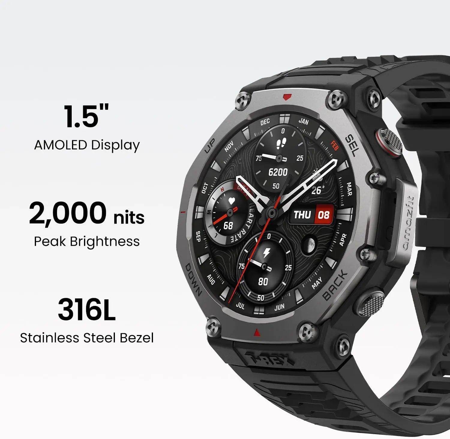 Amazfit T-Rex 3 Military Smart Watch 48mm, Fitness Watches with GPS AI 170 Sports Modes 328ft Water-Resistant for Android iPhone - Kimlud