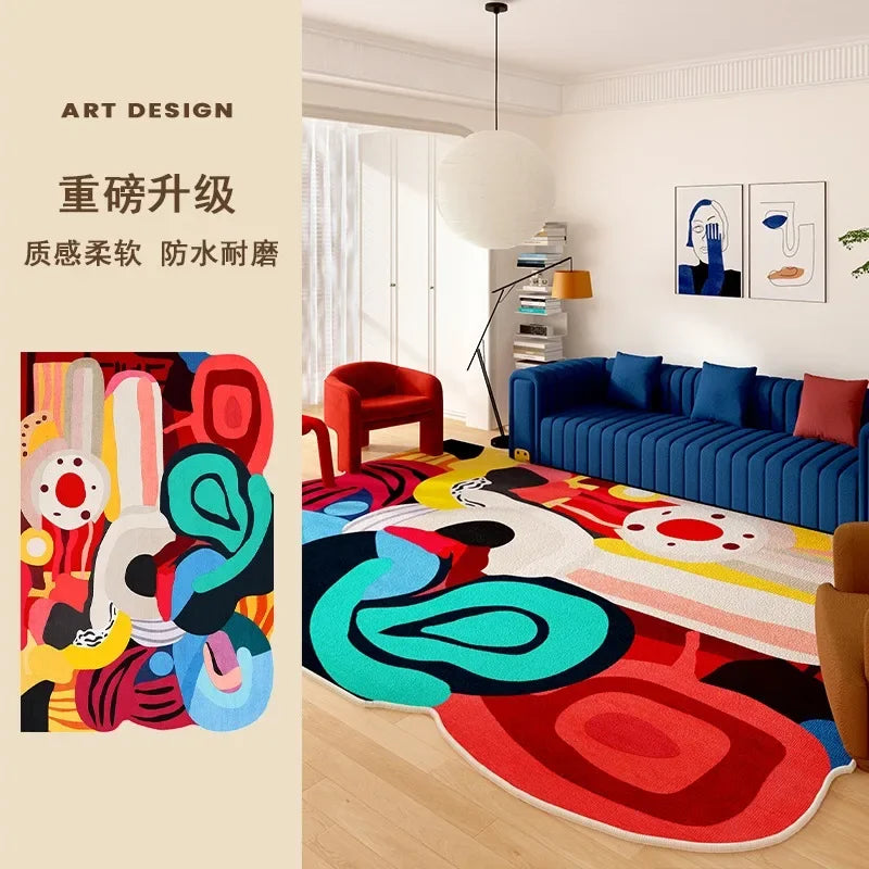 Living Room Carpet Art Irregular Color Abstract Home Bedroom Bedside Mat Easy To Care Cloakroom Coffee Table Rug Ковер Tapis 러그 - Kimlud