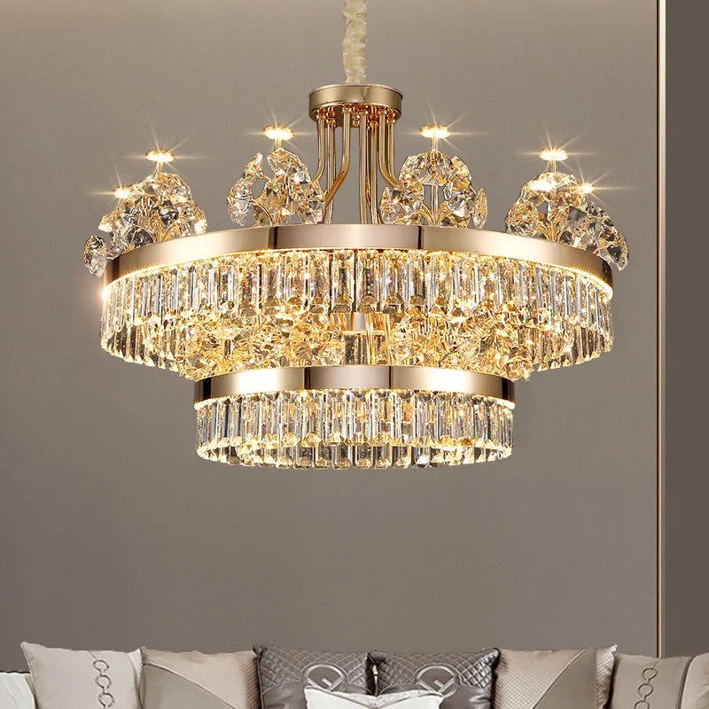 American Light Luxury Crystal Pendant Lamp Postmodern Living Room Lamp Villa Hotel Master Bedroom Lamp Dining Room Lamp