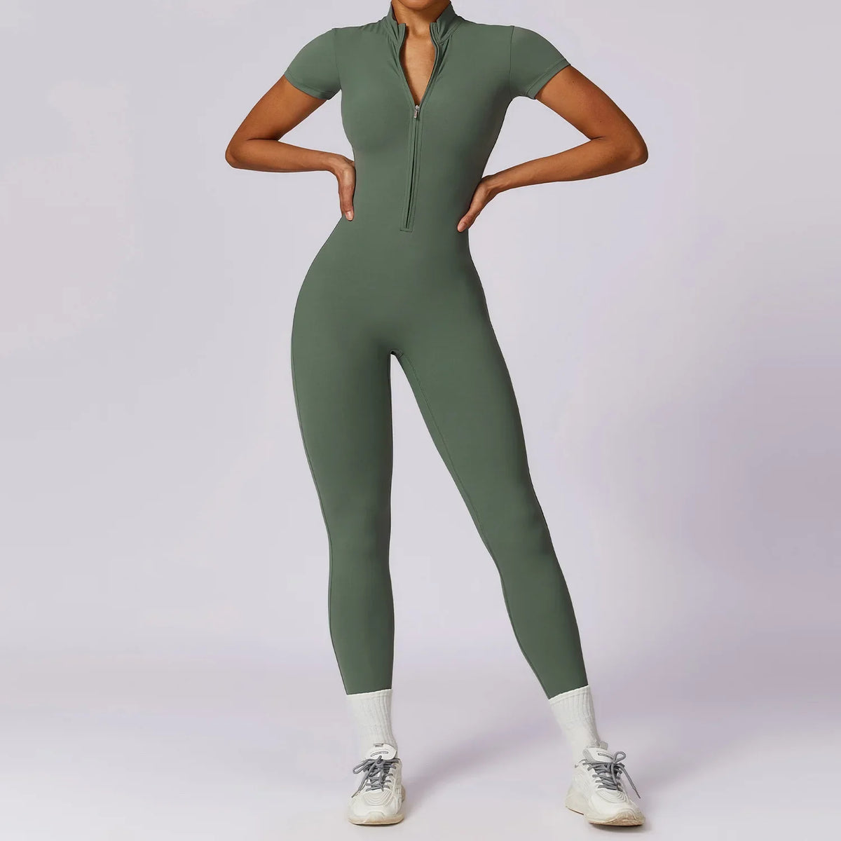 Yoga Jumpsuit Women Seamless Sports Zipper Jumpsuit Set Gym Long Sleeve Fitness Suit Elastic Gym Workout Bodysuit Athletic Wear - Kimlud