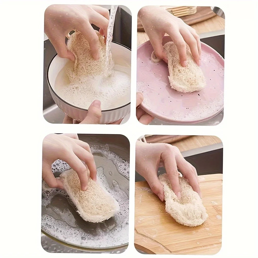 Natural Luffa DishTowel Washing Cloth Sponge Loofah Scrub Pad Dish Pot Oil Stain Removing Scrubber Kitchen Clean Brushes...