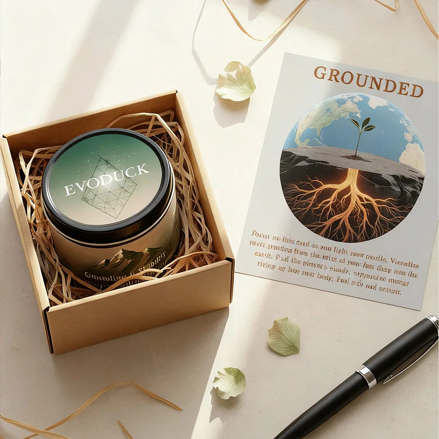 EVDUCK 3oz Scented Candle, Vetiver & Cedarwood Scent with Crystals, for Gifting Suitable for Christmas, Halloween Female Friends