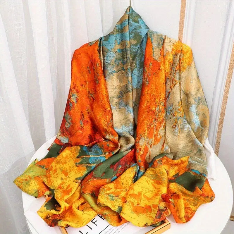 Tensili Brocade Satin Scarf Printed Silk Shawls Summer Women'S Sun Protection Cape Luxury Pashmina180*90cm | Kimlud...