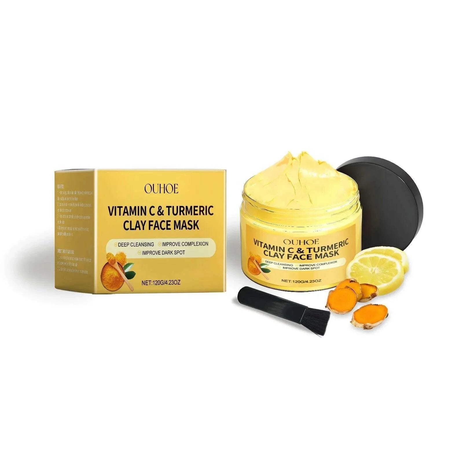 Vitamin C Exfoliating facial mask Turmeric Exfoliating facial mask Improve Pore Deep Cleaning facial mask Apply facial mask